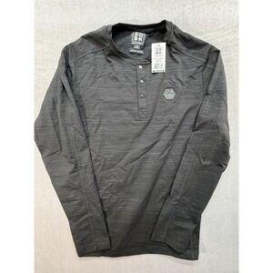 New SOBK Straight outta Brooklyn Cotton Long Sleeve Shirt 3 Snap Button Black MD